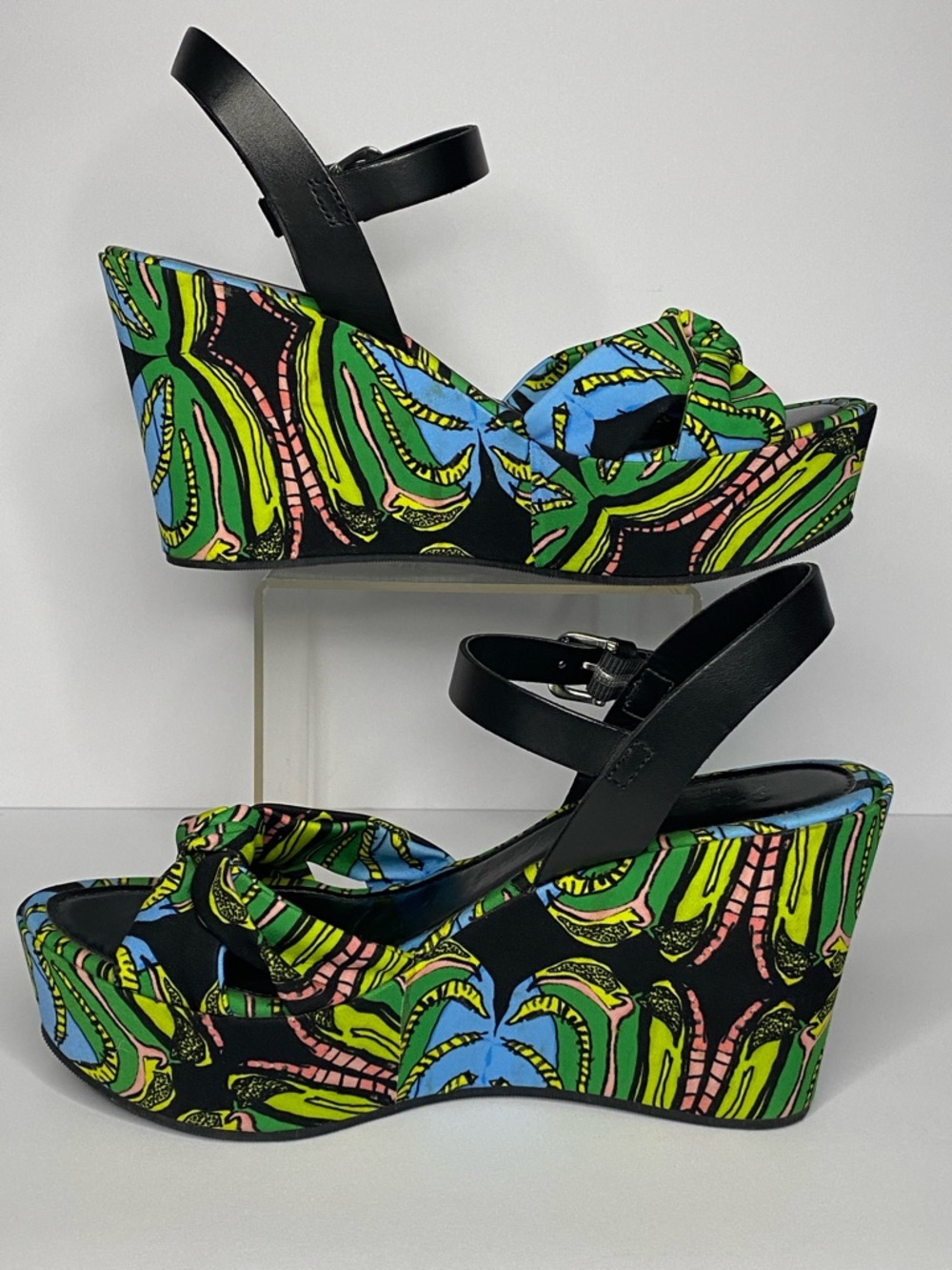 Persona Marina Rinaldi Wedge Sandals 39 EU US 8 Platform Statement Print